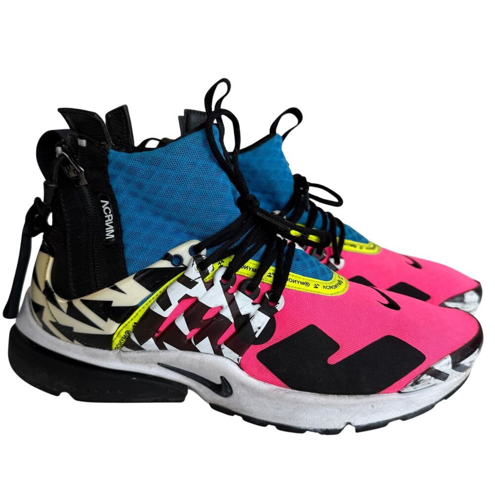 Nike ACRONYM Air Presto Mid Racer Pink/ Blue-White-Black 2018 AH7832-600 Size 8